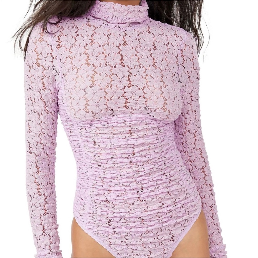 Free People Day and Night Lace Bodysuit Purple